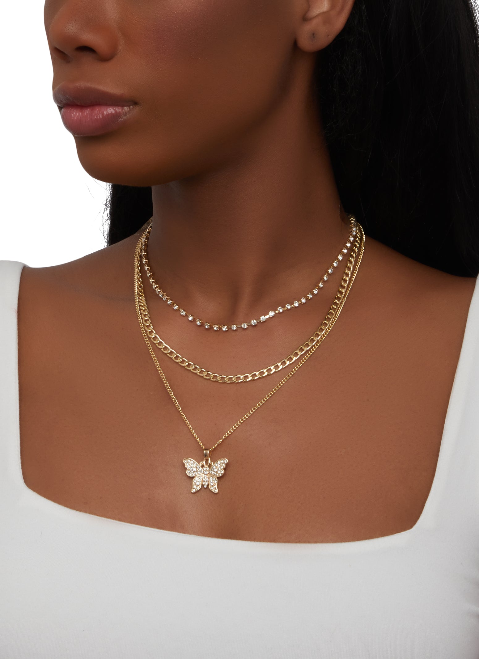 Buy ARZONAI Aesthetic Butterfly Pendant Necklace Sweater Chain with  Rhinestone Sweet & Fresh Metal Chain Online at Best Prices in India -  JioMart.